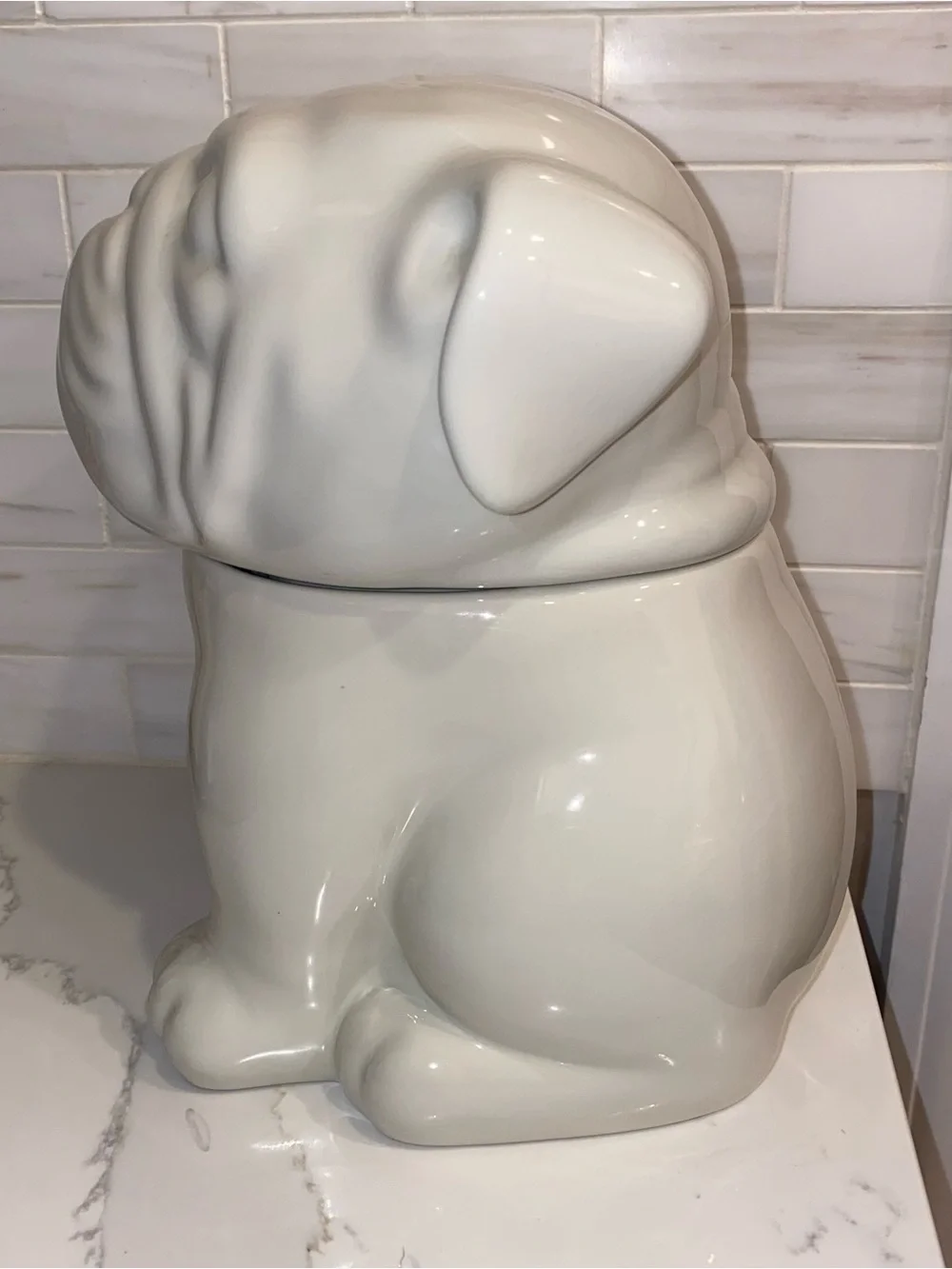 Threshold Stoneware Bulldog Cookie Jar White Animal Shaped